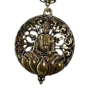 Bansri Gold Buddha Pendant Necklace – 30” Chain – 2” Pendant